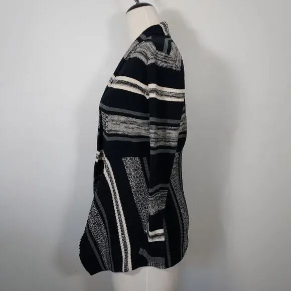 St John's Bay Womens Small Open Front Striped Waterfall Cardigan Sweater Cotton - Picture 4 of 12